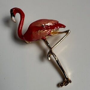 Red Flamingo Brooch Pin